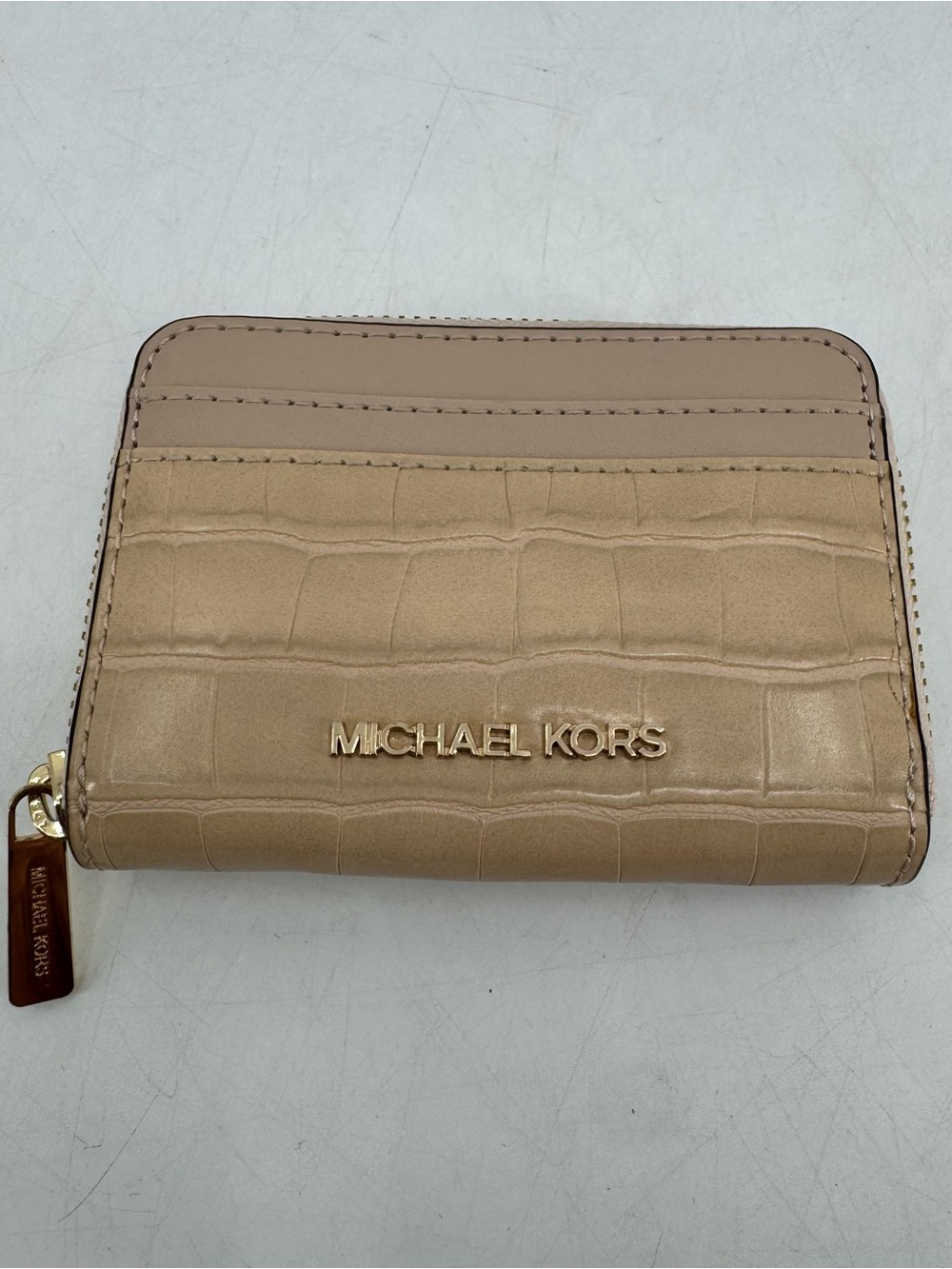 Michael Kors Croc Embossed Card Case Mini Wallet
